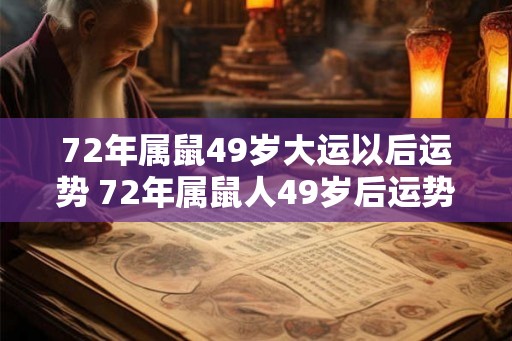 72年属鼠49岁大运以后运势 72年属鼠人49岁后运势