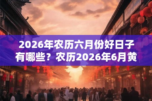 2026年农历六月份好日子有哪些？农历2026年6月黄道吉日查询