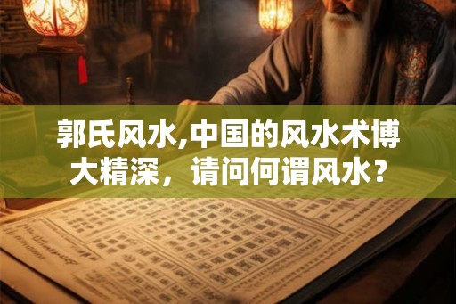 郭氏风水,中国的风水术博大精深，请问何谓风水？