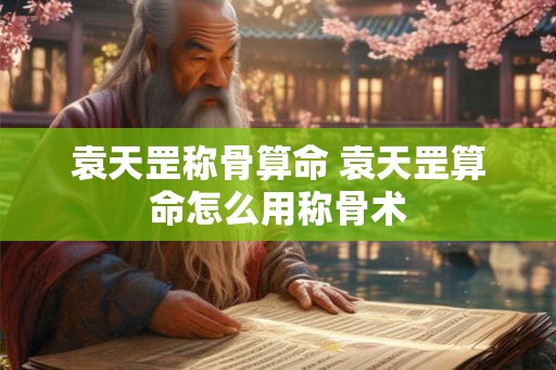 袁天罡称骨算命 袁天罡算命怎么用称骨术