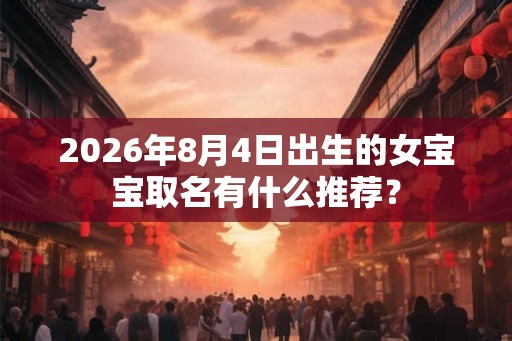 2026年8月4日出生的女宝宝取名有什么推荐？