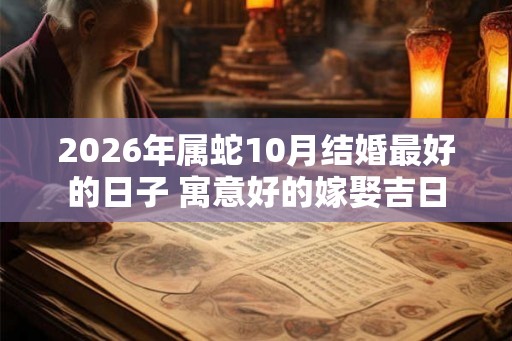 2026年属蛇10月结婚最好的日子 寓意好的嫁娶吉日