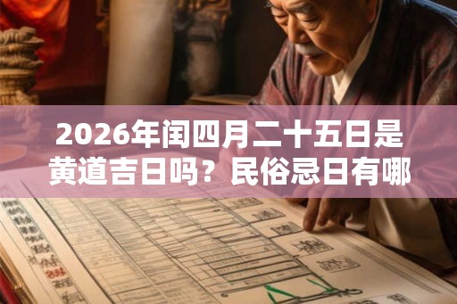 2026年闰四月二十五日是黄道吉日吗？民俗忌日有哪些？