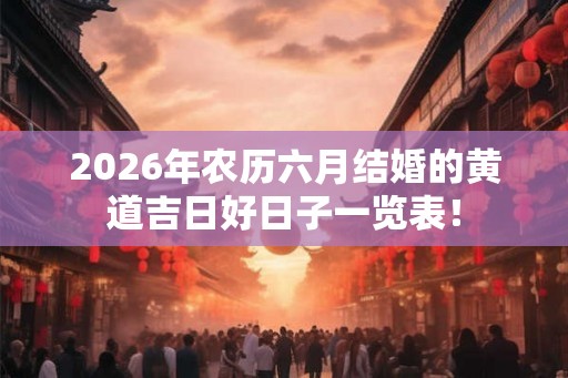 2026年农历六月结婚的黄道吉日好日子一览表！