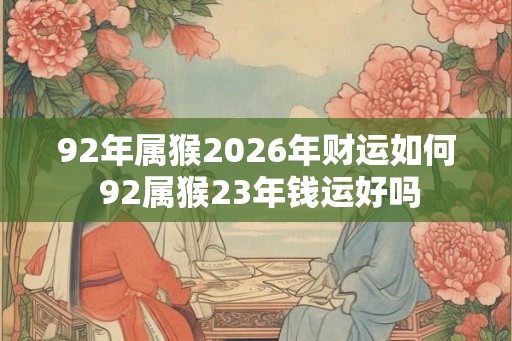 92年属猴2026年财运如何 92属猴23年钱运好吗