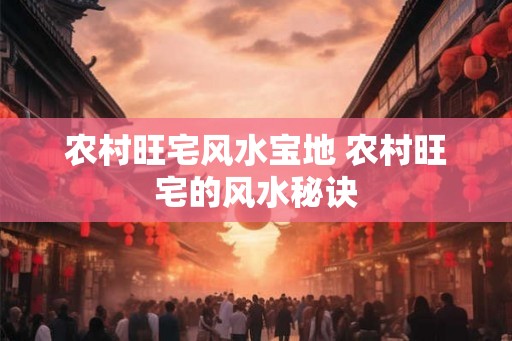 农村旺宅风水宝地 农村旺宅的风水秘诀