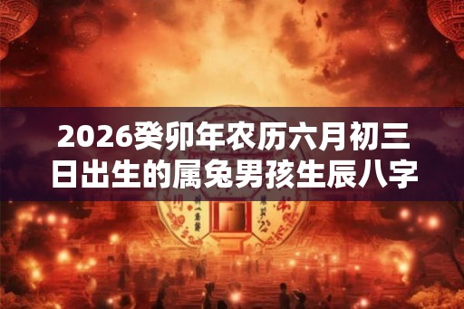 2026癸卯年农历六月初三日出生的属兔男孩生辰八字命运详解