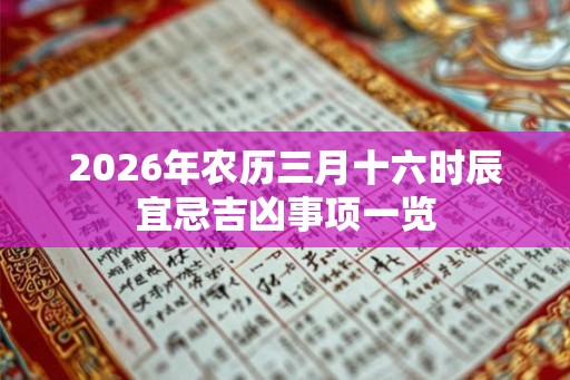 2026年农历三月十六时辰宜忌吉凶事项一览