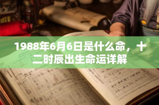 1988年6月6日是什么命，十二时辰出生命运详解