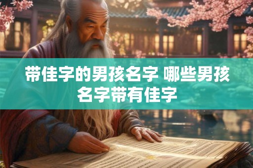 带佳字的男孩名字 哪些男孩名字带有佳字