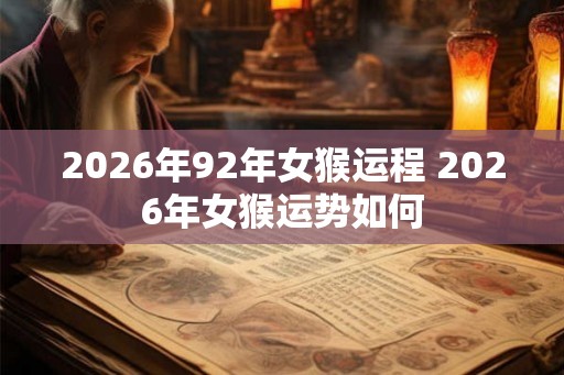 2026年92年女猴运程 2026年女猴运势如何