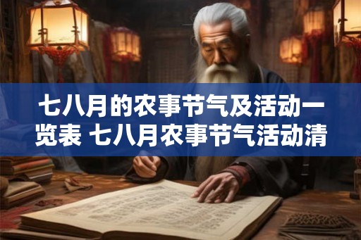 七八月的农事节气及活动一览表 七八月农事节气活动清单 七八月的农事节气及活动一览表 七八月农事节气活动清单