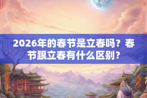 2026年的春节是立春吗？春节跟立春有什么区别？