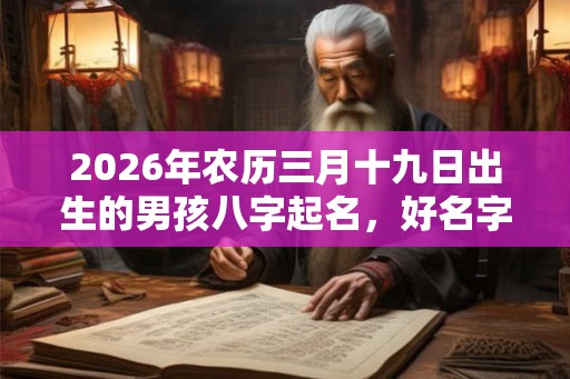 2026年农历三月十九日出生的男孩八字起名，好名字推荐大全