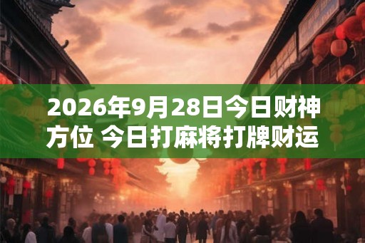 2026年9月28日今日财神方位 今日打麻将打牌财运方位