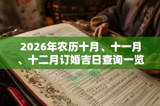 2026年农历十月、十一月、十二月订婚吉日查询一览表！