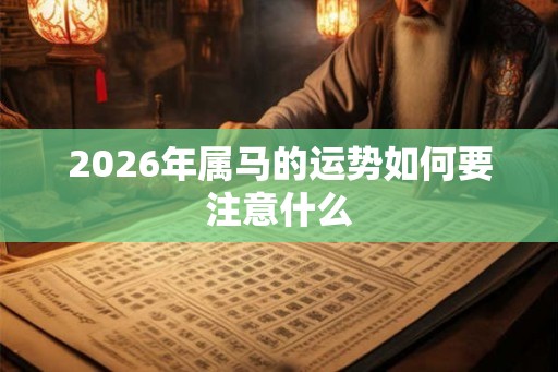 2026年属马的运势如何要注意什么