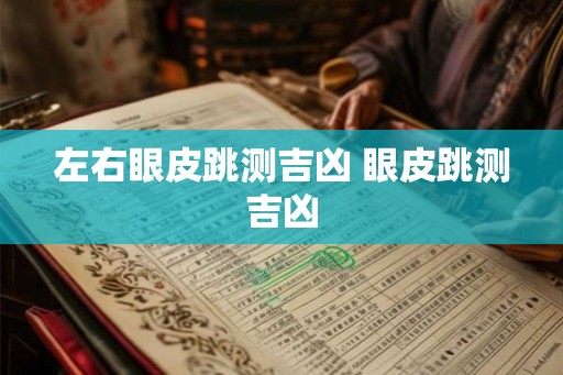 左右眼皮跳测吉凶 眼皮跳测吉凶