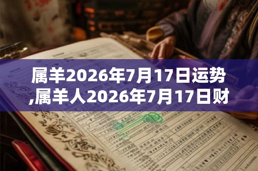 属羊2026年7月17日运势,属羊人2026年7月17日财运,生肖羊2026年7月17日运势