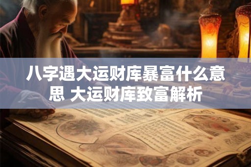 八字遇大运财库暴富什么意思 大运财库致富解析