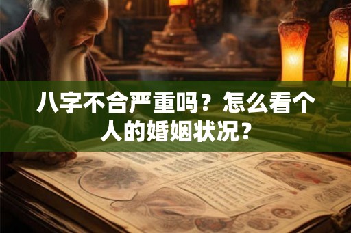 八字不合严重吗？怎么看个人的婚姻状况？