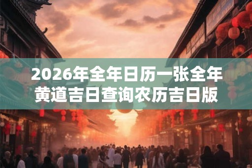 2026年全年日历一张全年黄道吉日查询农历吉日版