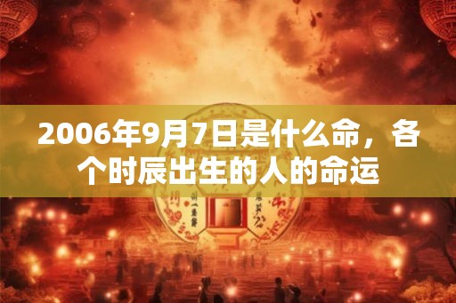 2006年9月7日是什么命，各个时辰出生的人的命运