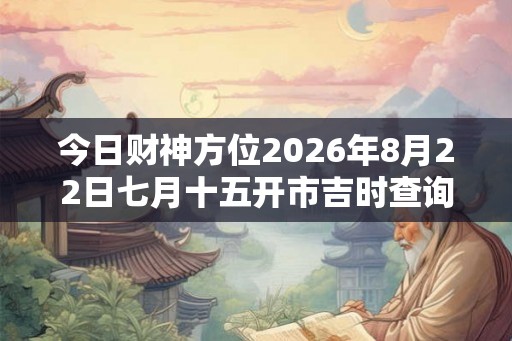 今日财神方位2026年8月22日七月十五开市吉时查询
