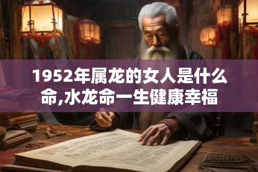 1952年属龙的女人是什么命,水龙命一生健康幸福