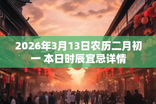 2026年3月13日农历二月初一 本日时辰宜忌详情