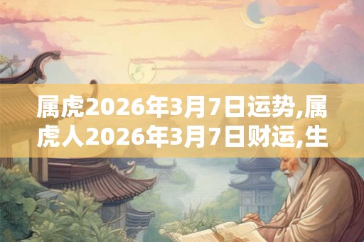 属虎2026年3月7日运势,属虎人2026年3月7日财运,生肖虎2026年3月7日运势