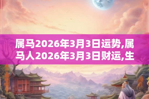 属马2026年3月3日运势,属马人2026年3月3日财运,生肖马2026年3月3日运势