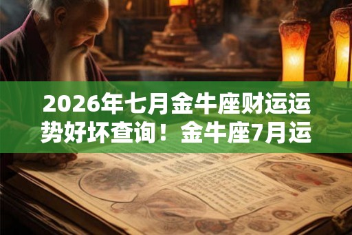 2026年七月金牛座财运运势好坏查询！金牛座7月运势详细解析
