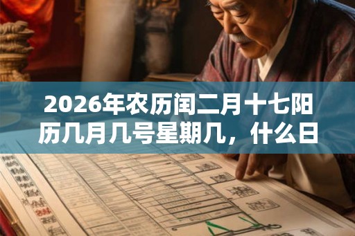 2026年农历闰二月十七阳历几月几号星期几，什么日子？
