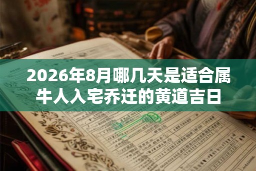 2026年8月哪几天是适合属牛人入宅乔迁的黄道吉日 2026年8月哪几天是适合属牛人入宅乔迁的黄道吉日