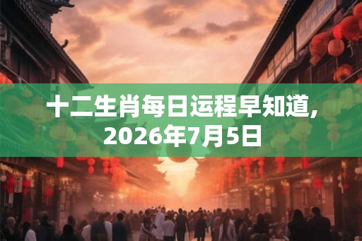 十二生肖每日运程早知道,2026年7月5日