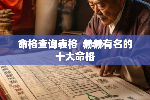 命格查询表格 赫赫有名的十大命格 命格查询表格 赫赫有名的十大命格