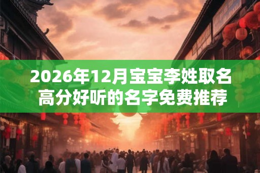 2026年12月宝宝李姓取名 高分好听的名字免费推荐