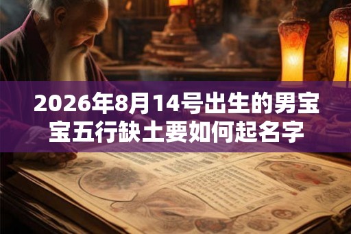 2026年8月14号出生的男宝宝五行缺土要如何起名字