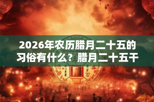 2026年农历腊月二十五的习俗有什么？腊月二十五干什么？