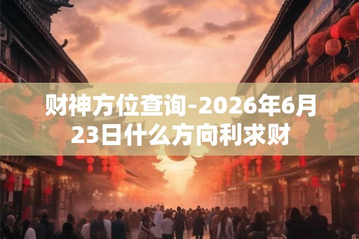 财神方位查询-2026年6月23日什么方向利求财
