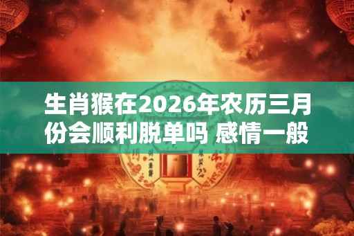 生肖猴在2026年农历三月份会顺利脱单吗 感情一般忙于事业