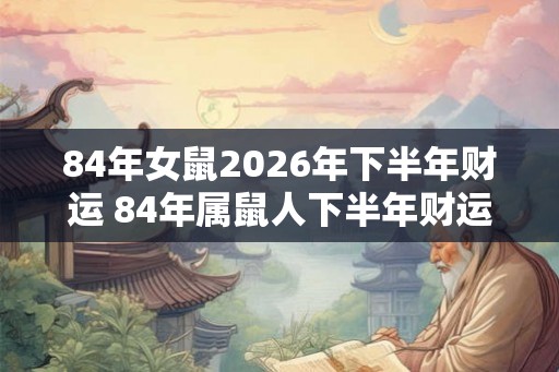 84年女鼠2026年下半年财运 84年属鼠人下半年财运怎么样