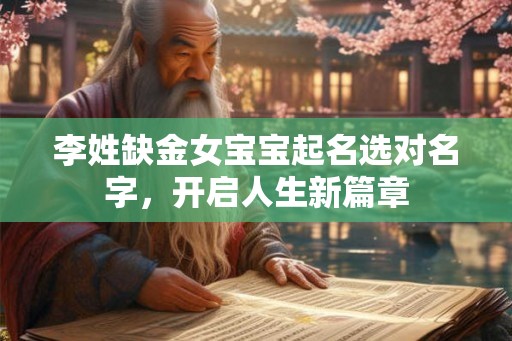 李姓缺金女宝宝起名选对名字，开启人生新篇章