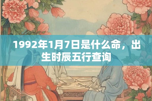 1992年1月7日是什么命，出生时辰五行查询