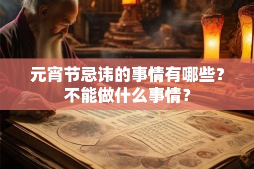 元宵节忌讳的事情有哪些？不能做什么事情？