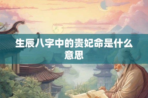 生辰八字中的贵妃命是什么意思
