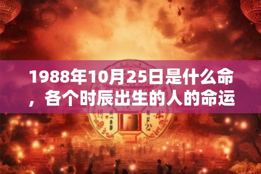1988年10月25日是什么命，各个时辰出生的人的命运