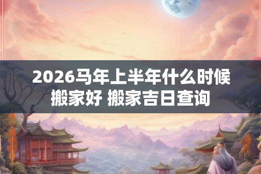 2026马年上半年什么时候搬家好 搬家吉日查询
