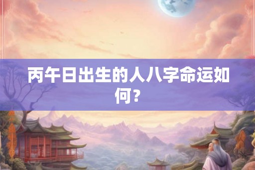 丙午日出生的人八字命运如何？